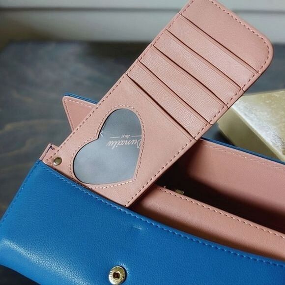 BNIB Dunxilu blue leather rhinestone detail clutch wallet - Picture 9 of 14